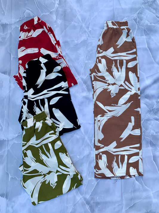 Pantalones frescos de lino flores