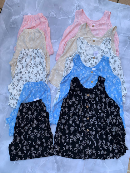 Conjunto de verano floral en lino suave — top sin mangas + pantalón
