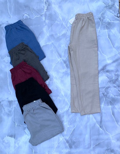 Pantalón mujer de lino liso corte recto