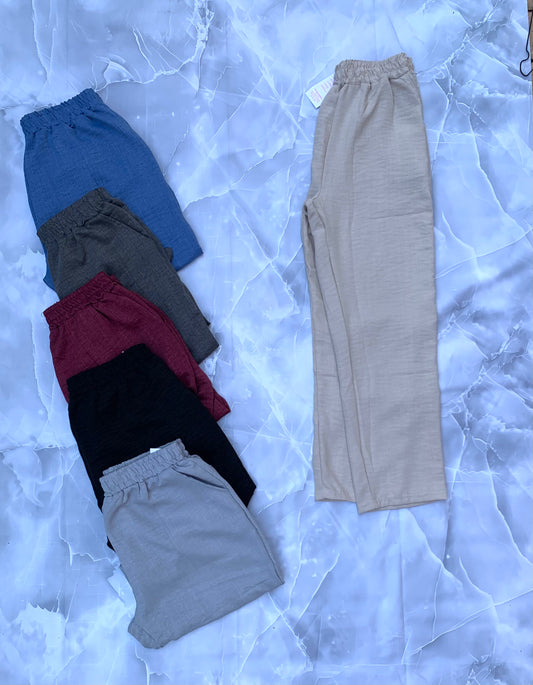 Pantalón mujer de lino liso corte recto